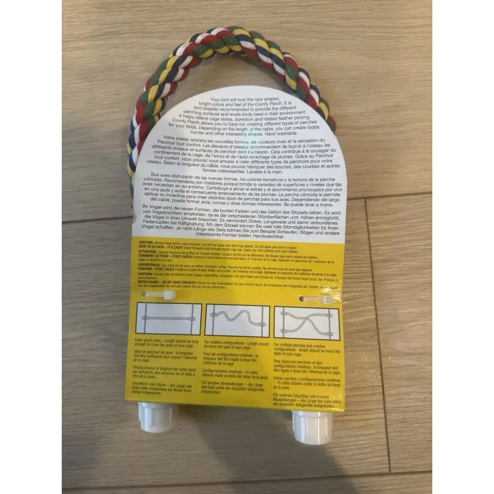 JW Comfy Perch Cable Interactive Cage bird Toy Multicolor Small 21 inch